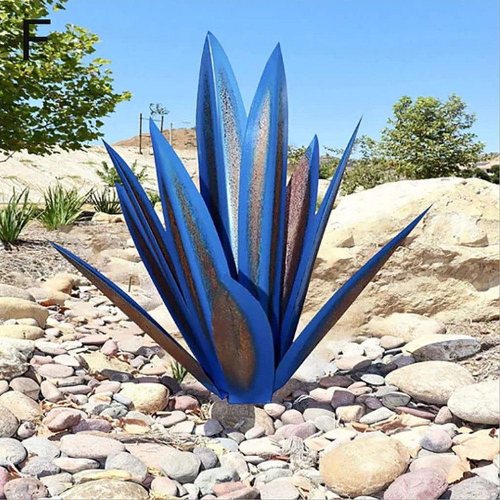 esmen Garden Statue Set of 2, Tequila Rustic Agave Sculptures