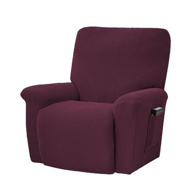 ZYHBBGXFC-XM 4-Piece Recliner Cover Set with Side Pocket, Stretch, Soft, Thick, Washable, Red
