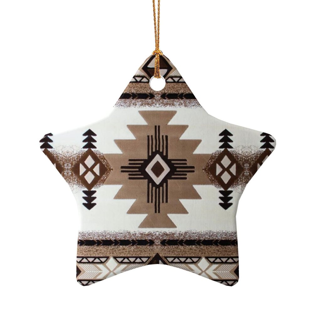 Native American Print Ceramic Ornament, Exquisite Christmas Tree Decoration and Souvenir