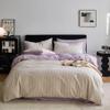 Rozhuhro Queen Bedding Set, 100% Washed Cotton, Linen Feel, 4-Piece, Purple 2 view 1
