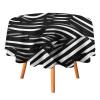 DWVTMNS Round Tablecloth with Black and White Lines, Customizable, Wrinkle-Free, for Dining Table, Picnic, Camping, or Parties (4 Sizes) view 1