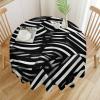 DWVTMNS Round Tablecloth with Black and White Lines, Customizable, Wrinkle-Free, for Dining Table, Picnic, Camping, or Parties (4 Sizes) view 3