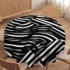 DWVTMNS Round Tablecloth with Black and White Lines, Customizable, Wrinkle-Free, for Dining Table, Picnic, Camping, or Parties (4 Sizes) view 4
