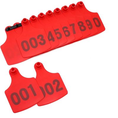 DMBAOD Livestock Ear Tags, 001–2000, Red, 1601–1700