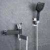 BiaoTeng Wall-Mount Bathtub Faucet Set with Hand Shower, Silver and Black view 1