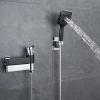 BiaoTeng Wall-Mount Bathtub Faucet Set with Hand Shower, Silver and Black view 2