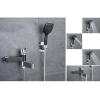BiaoTeng Wall-Mount Bathtub Faucet Set with Hand Shower, Silver and Black view 4