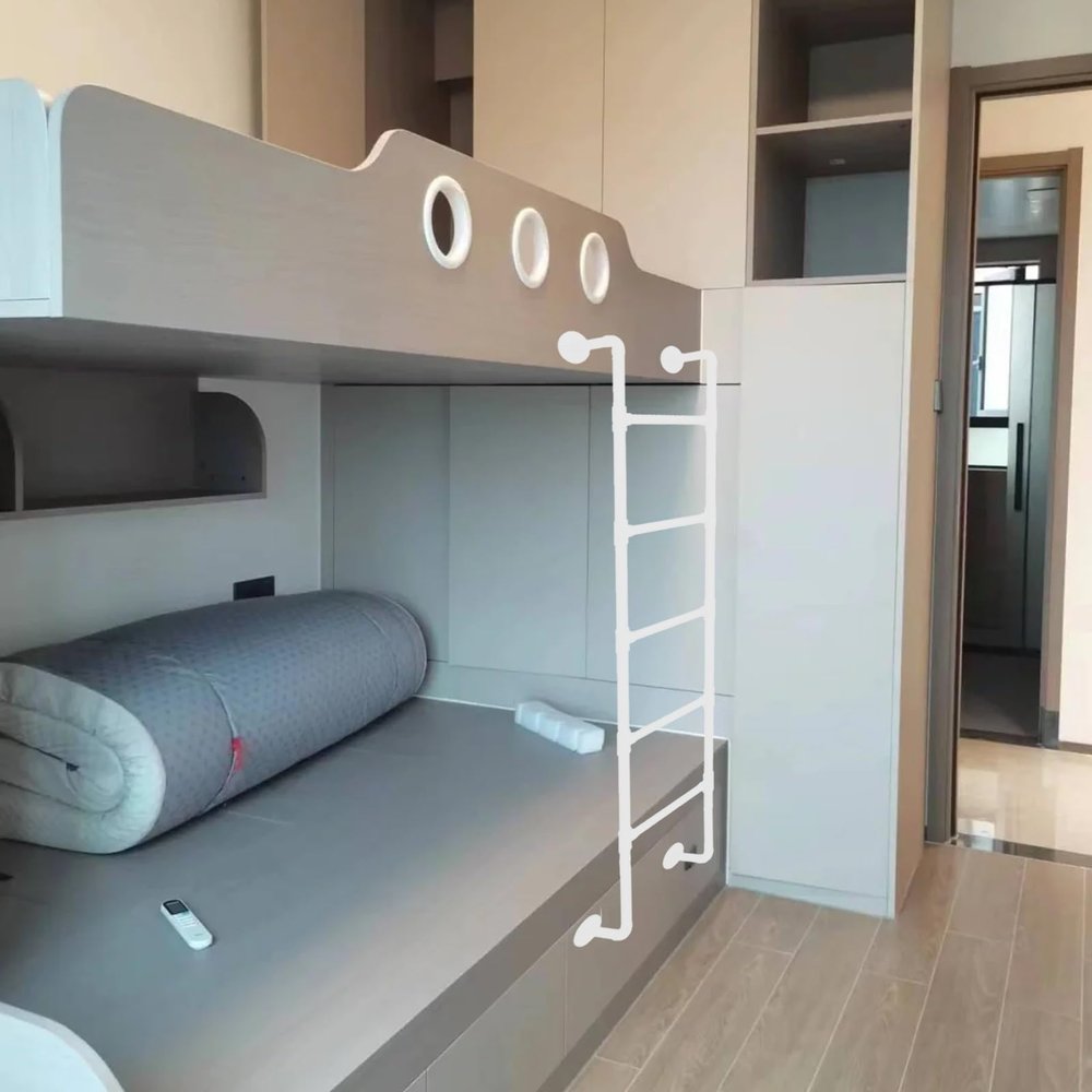 Wall-Mounted Loft Bed and Attic Ladder