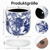 Hollyone Ceramic Flower Pot with Saucer and Drainage Hole, Round Planter for Indoor Plants and Succulents, Outdoor Garden, 14 cm, Blue view 2