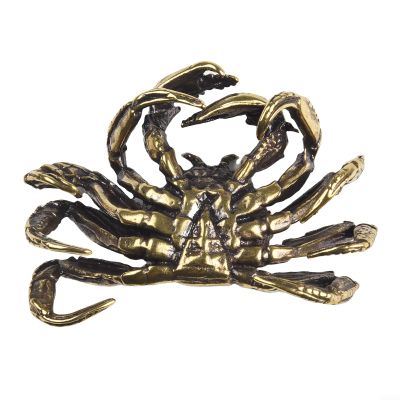 Desktop Brass Crab Statue, Miniature Ornament, Fine Craftsmanship