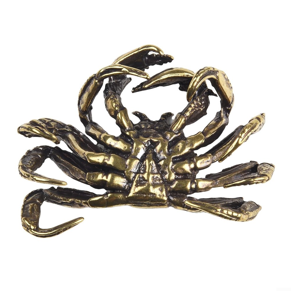 Desktop Brass Crab Statue, Miniature Ornament, Fine Craftsmanship