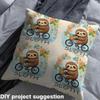 Homemissing Sloth Bicycle Patchwork Fabric, 276 x 150 cm view 3