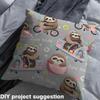 Homemissing Cute Sloth Patchwork Upholstery Fabric, Gray, 276 x 150 cm view 3
