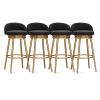 SFNIOKFG Black Velvet Bar Stools with Low Backrests, 360° Swivel and Footrests, 29.5-Inch, Set of 4 view 1