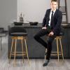 SFNIOKFG Black Velvet Bar Stools with Low Backrests, 360° Swivel and Footrests, 29.5-Inch, Set of 4 view 2