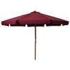 NQJIBUE Outdoor Umbrella with Wooden Pole, 330 cm, Burgundy view 1