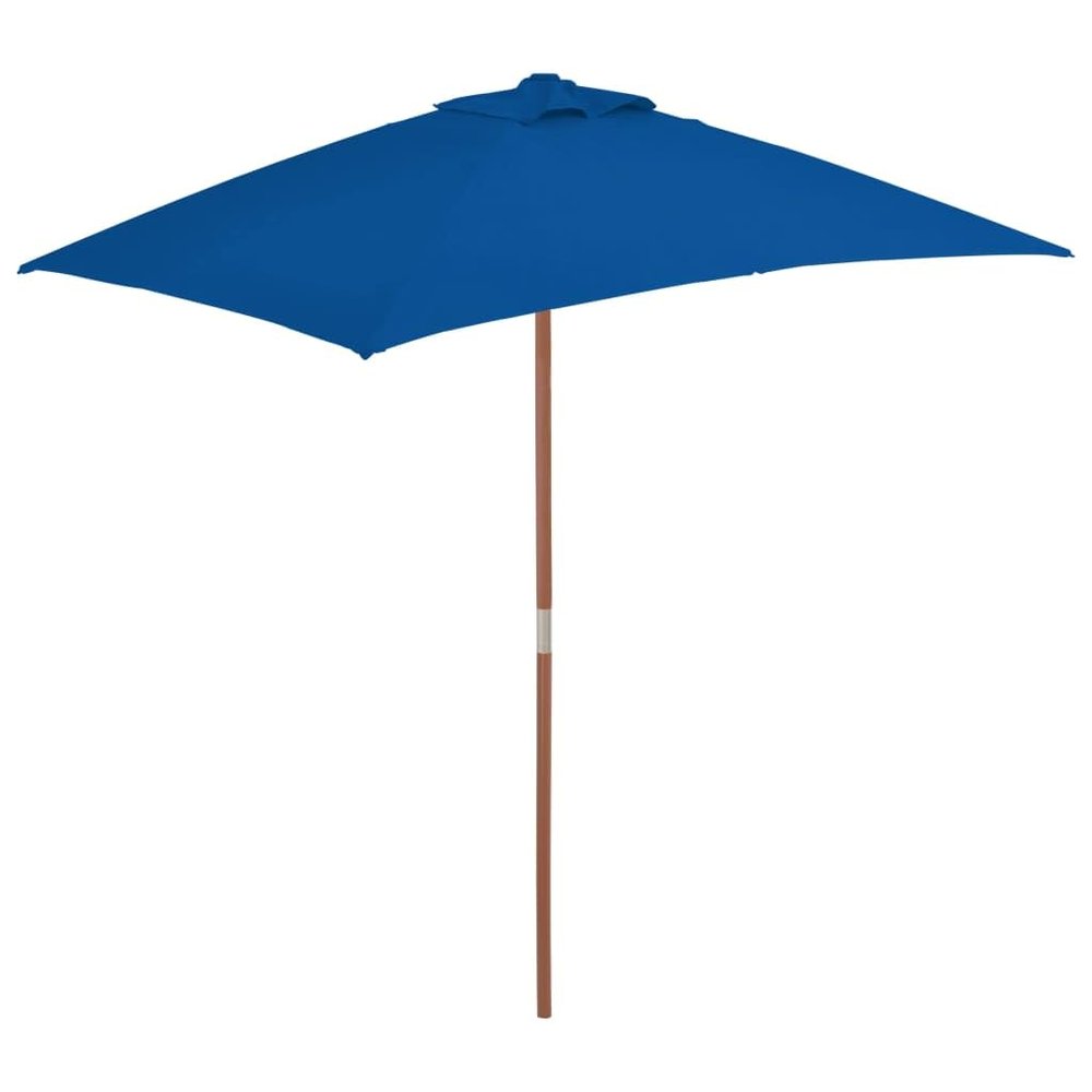 NQJIBUE Outdoor Patio Umbrella with Wooden Pole, Blue, 150 x 200 cm