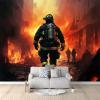 3D Effect Modern Firefighter Photo Wallpaper, Orange and Red, 300 x 210 cm view 1