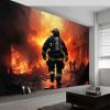 3D Effect Modern Firefighter Photo Wallpaper, Orange and Red, 300 x 210 cm view 2