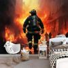 3D Effect Modern Firefighter Photo Wallpaper, Orange and Red, 300 x 210 cm view 4