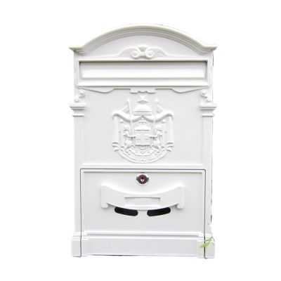SENYAKI Lockable Wall-Mounted Mailbox, Vintage Metal, White