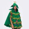 Cexiakong Christmas Tree Poncho Costume with Bow and Ball Decorations view 2