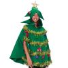 Cexiakong Christmas Tree Poncho Costume with Bow and Ball Decorations view 3