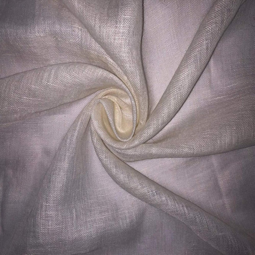 Pure Linen Fabric, Thin, 26 Momme, 149.9 cm Wide, Natural Ivory