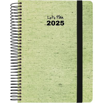 Grafoplas 2025 Daily Planner, A6, Ecojeans Green, Spanish, Hardcover