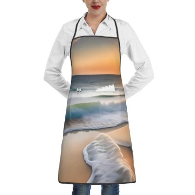 chenfandi Adjustable Bib Apron with 1 Pocket, Waterproof and Soft Kitchen Apron for Women and Men, White, One Size