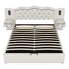 MURUL Low-Profile Upholstered Bed with Integrated Headboard, Hydraulic Lift Storage, USB Ports and Two Bedside Lamps, Beige, 180 x 200 cm view 4