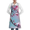 yefan Adjustable Bib Apron with Small Pink Flowers and 1 Pocket, White, One Size view 1