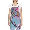 yefan Adjustable Bib Apron with Small Pink Flowers and 1 Pocket, White, One Size view 3