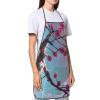yefan Adjustable Bib Apron with Small Pink Flowers and 1 Pocket, White, One Size view 4