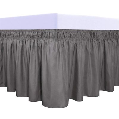 4-Sided Bed Skirt, 14-Inch Drop, Elastic Wraparound, Dark Gray, 80 x 78 in