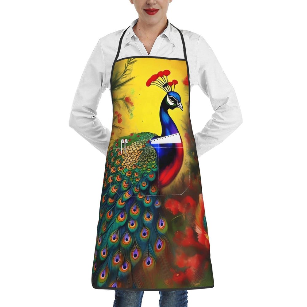 chenfandi Adjustable Bib Apron with 1 Pocket, Waterproof, Soft, White, One Size