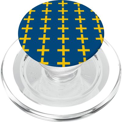 Blue and Yellow Sweden Plus Swedish Nordic Pattern PopSockets PopGrip for MagSafe