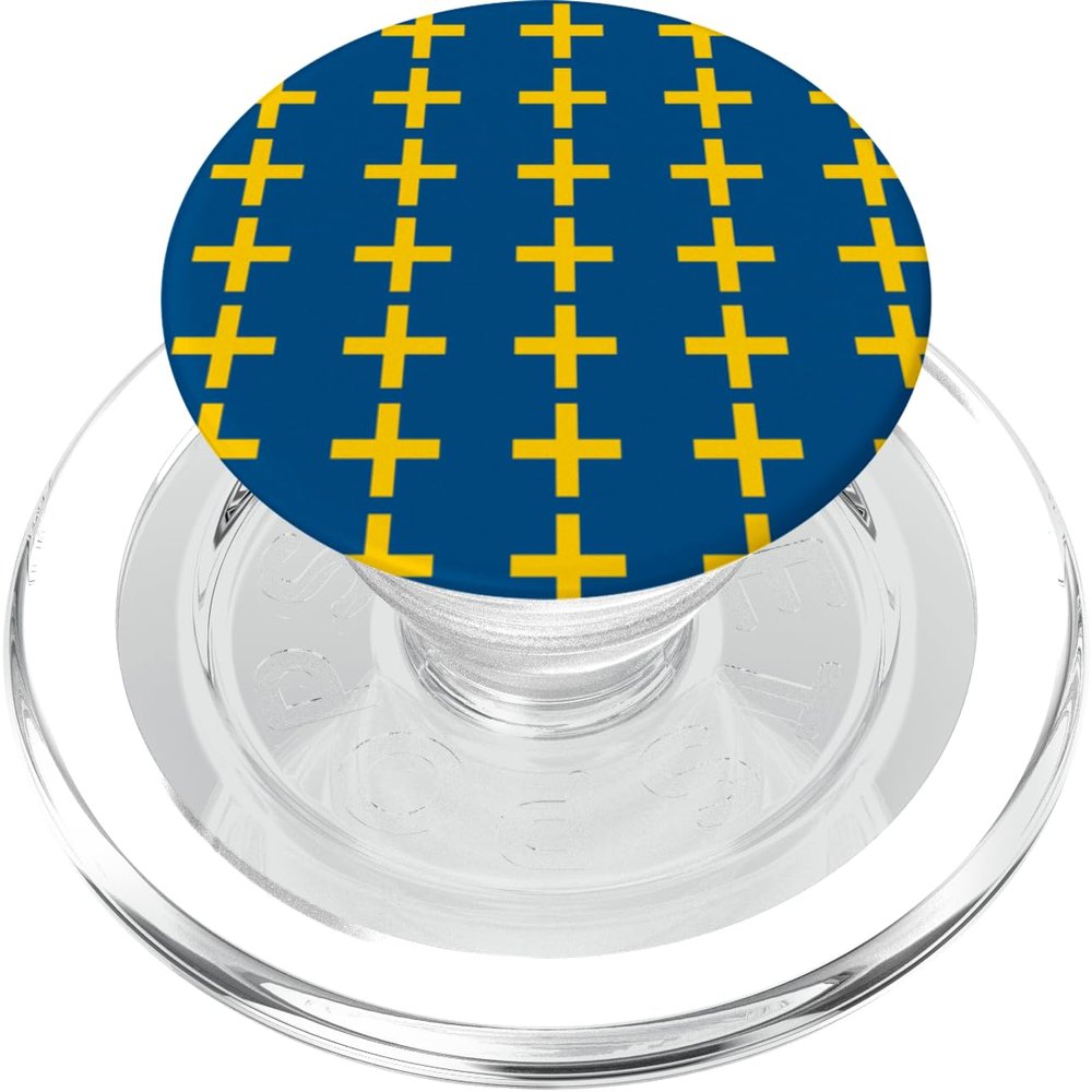 Blue and Yellow Sweden Plus Swedish Nordic Pattern PopSockets PopGrip for MagSafe