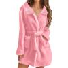 XUEJIANN Women's Hooded Plush Fleece Bathrobe view 1