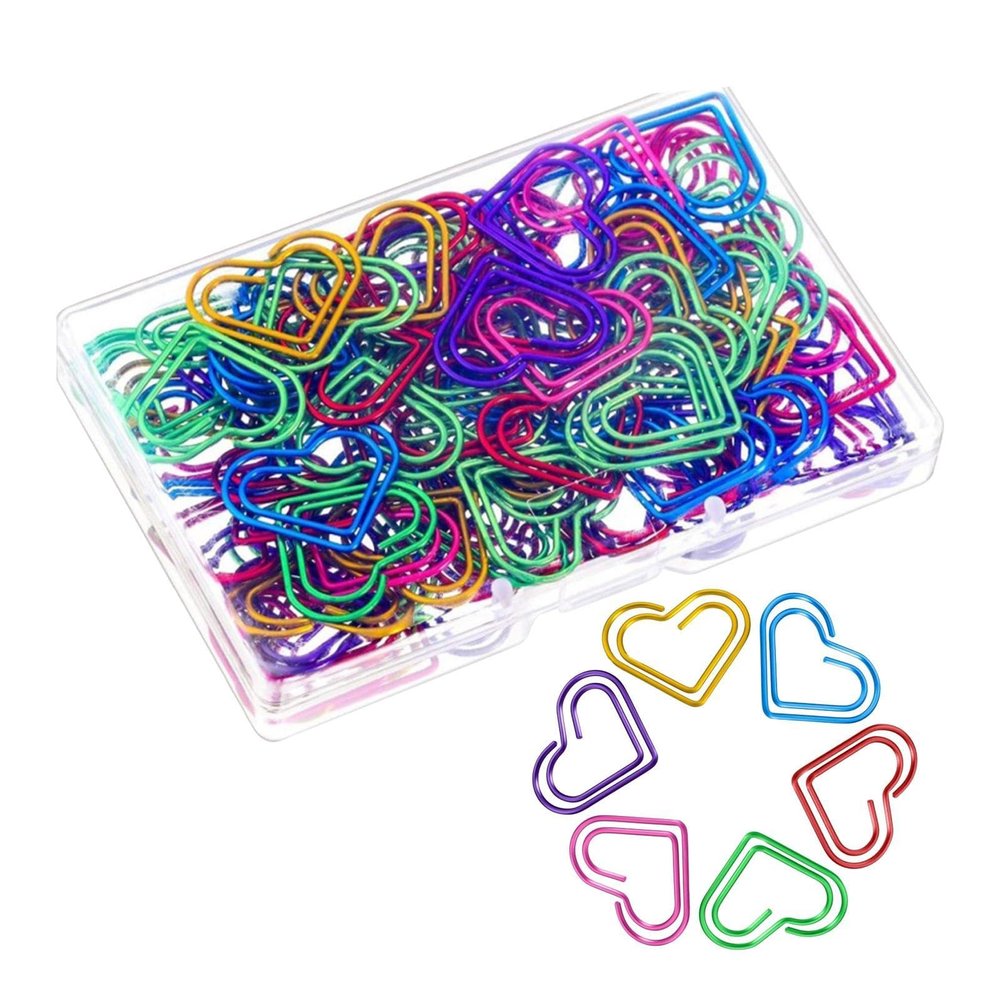 Heart-Shaped Paper Clips, 100-Piece Set