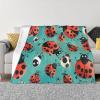 Super-Soft Plush Flannel Throw Blanket with Ladybug Cartoon Pattern, Lightweight Decorative Blanket for Sofa and Couch, All Seasons, 152.4 x view 1