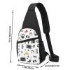 Rock Music Pattern Sling Chest Bag, Black, Multicolor, One Size view 4
