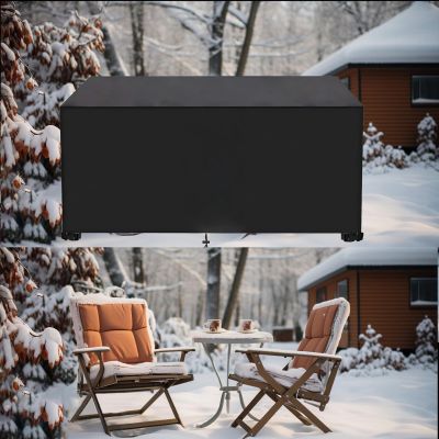 AJALGZ Outdoor Furniture Cover, 200 x 140 x 50 cm, Black 420D Oxford Fabric, Waterproof, Windproof, UV Resistant
