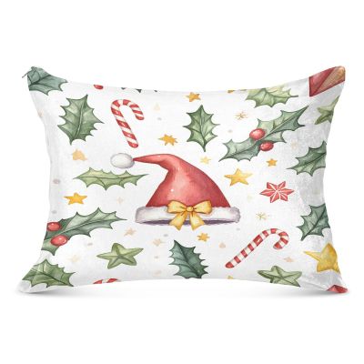 JUMBEAR Christmas Hat Pillowcases with Zipper, Plush Flannel, King Size, Super Soft and Cozy, 20 x 30 in
