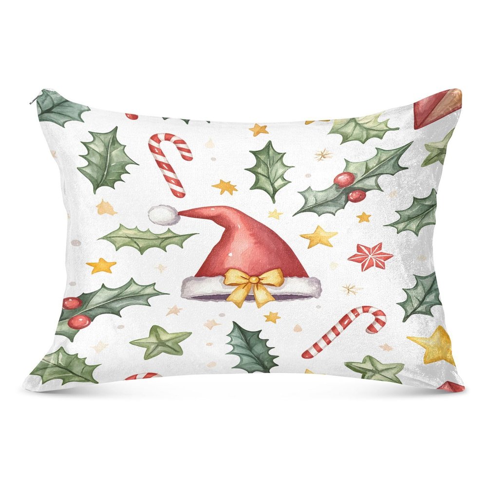 JUMBEAR Christmas Hat Pillowcases with Zipper, Plush Flannel, King Size, Super Soft and Cozy, 20 x 30 in