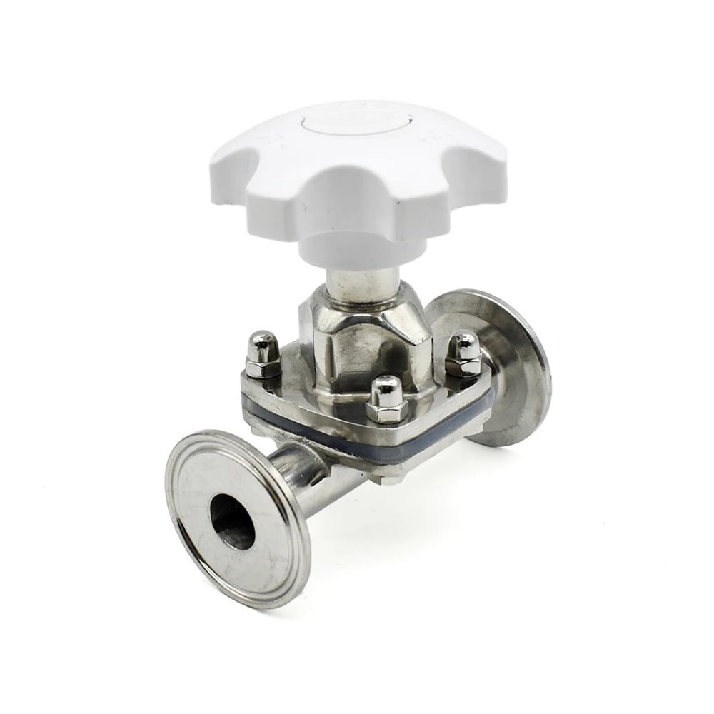 REIUAFWYGV 1-Piece DN15/DN20/DN25/DN50 SS316L Stainless Steel Tri-Clamp Diaphragm Valve, 1.5"/2" (57 mm Ferrule, 77.5)