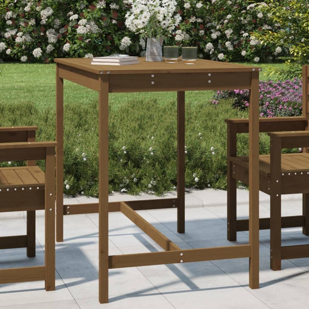 Iiaky Garden Table, Honey Brown, 121 x 82.5 x 110 cm, Solid Pine