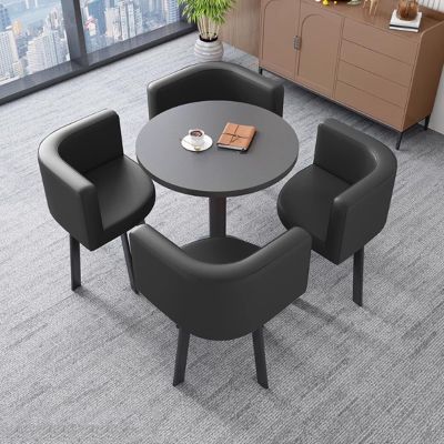 YVYKFZD Round Dining Table and Chair Set, Black, 60 cm/23.6 in