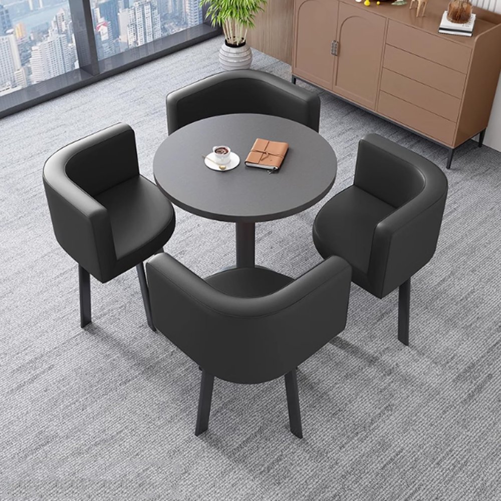 YVYKFZD Round Dining Table and Chair Set, Black, 60 cm/23.6 in
