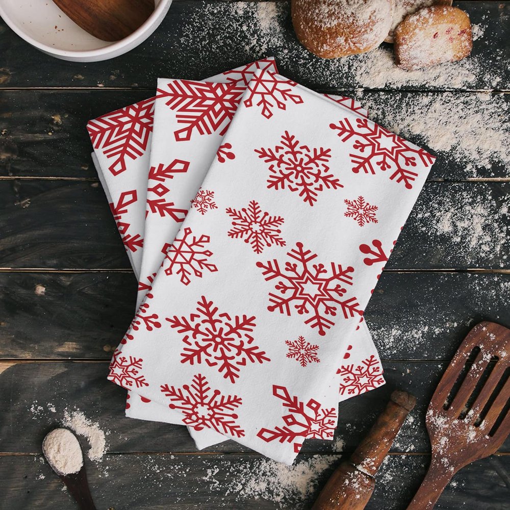 White Snowflake Microfiber Dish Towels, 2-Pack, 40 x 60 cm